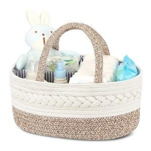 Diaper Caddy Organizer for Baby, Cotton Rope,Changing TableDiaper Storage Basket